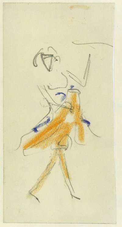 Egy táncos. Ernst Ludwig Kirchner (1880-1938) munkája, ceruza és pasztell kartonon alkotó: Ernst Ludwig Kirchner