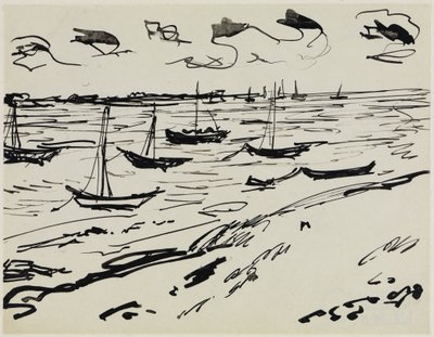 Lehorgonyzott halászhajók (Fehmarn) alkotó: Ernst Ludwig Kirchner