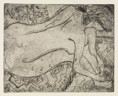 Wannsee Potsdam mellett motorcsónakkal/Pedikűröző meztelen nő alkotó: Ernst Ludwig Kirchner