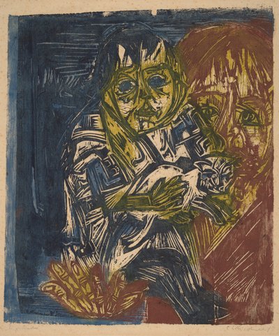 Nő egy gyerekkel és egy macskával alkotó: Ernst Ludwig Kirchner