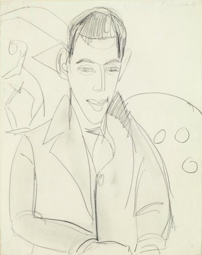 Fiatal költő (Simon Guttmann), 1911 (grafit papíron) alkotó: Ernst Ludwig Kirchner