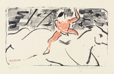 Cirkuszi lovas fehér lovon (zsoké) alkotó: Ernst Ludwig Kirchner