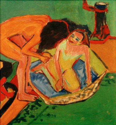 Két akt káddal és sütővel alkotó: Ernst Ludwig Kirchner