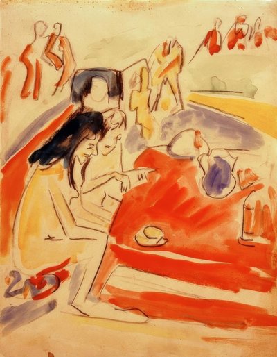 Két lány ül az asztalnál alkotó: Ernst Ludwig Kirchner