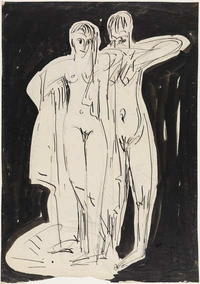 Két álló akt, akik megtörülköznek alkotó: Ernst Ludwig Kirchner