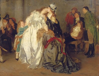 XVI. Lajos francia király búcsúzik családjától a templomi börtönben, részlet, 1873 alkotó: Ernst Meisel