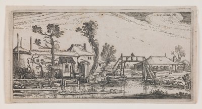 Farm Beyond a Canal, a "Ten Oblong Landscapes" sorozatból. alkotó: Esaias I van de Velde