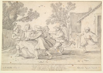 Fiúk üldöznek egy lányt alkotó: Esaias van de Velde