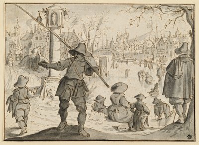 A tél (december és január hónapjai), a tizenkét hónap hatrészes sorozatából alkotó: Esaias van de Velde
