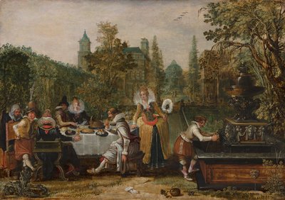 Vidám társaság a parkban, 1614 alkotó: Esaias van de Velde