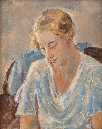 Portré egy kék ruhás nőről (olaj, vászon) alkotó: Ethel Walker