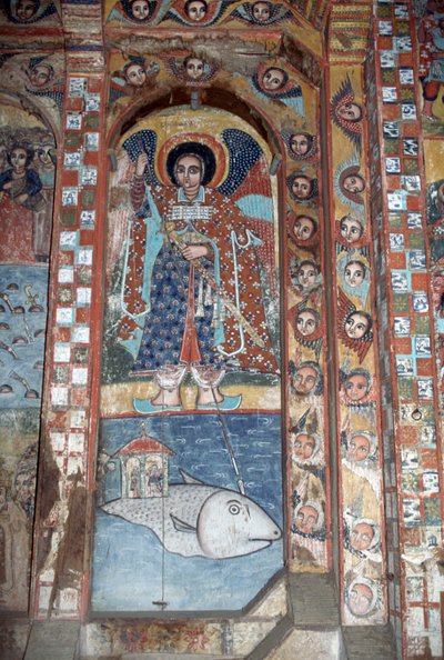Angyal, freskó a Narga Selassie templomban, Dek sziget, Tana-tó, Etiópia alkotó: Ethiopian School