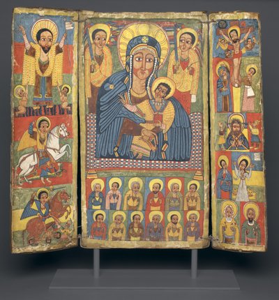 Triptichon ikon a Szűz és a Gyermek központi képével, 1682-99 alkotó: Ethiopian School