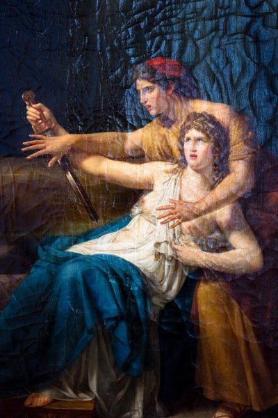 Oenone megakadályozza, hogy Phaedra öngyilkos legyen. alkotó: Etienne-Barthelemy Garnier