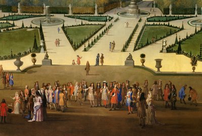 XIV. Lajos sétány (1638-1715) az északi parterre nézve a Versailles-i részlet kertjében. Etienne Allegrain (1644-1736) 1688 körüli festménye. 2,3x2,9 m alkotó: Etienne Allegrain