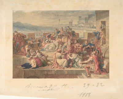 Priamosz és családja Hector halálát gyászolja, n.d. alkotó: Etienne Barthelemy Garnier