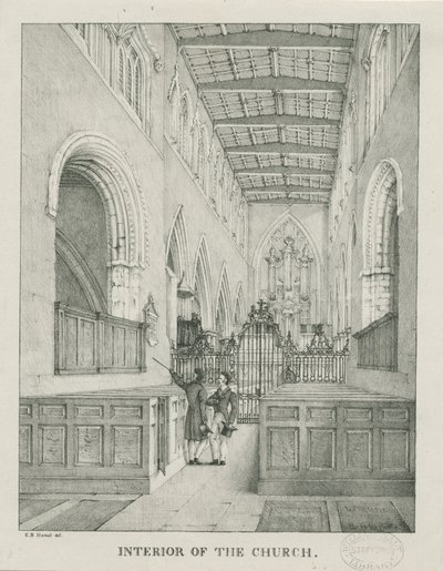 Tamworth templom belseje: litográfia, nd [1796-1865] alkotó: Etienne Bruno Hamel