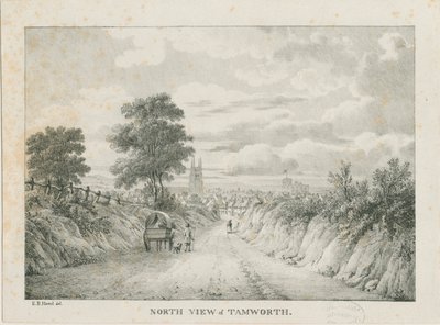 Tamworth – Távoli kilátás északról: litográfia, nd [1796-1865] alkotó: Etienne Bruno Hamel