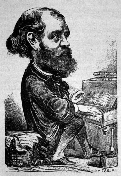 Charles Gounod (1818-1893), francia zeneszerző, Etienne Carjat karikatúrája. alkotó: Etienne Carjat