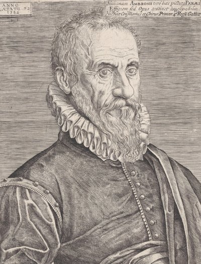 Ambroise Paré, a király sebészének portréja, 1582. alkotó: Etienne Delaune