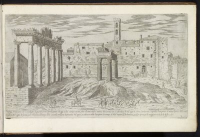 Forum Romanum Rómában Bouwwerken uit de oudheid (sorozat címe) Az ókori Róma maradványait Stefano Du Perac Parisino gyűjtötte össze és fényképezte perspektivikusan (a sorozat címe a tárgyon) alkotó: Etienne Duperac