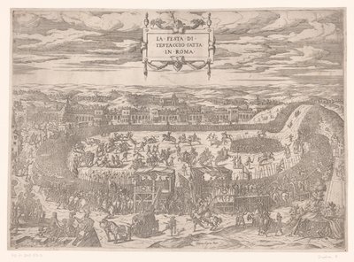 Pápai ünnep a Testaccio-n Rómában 1534-ben La festa di Testaccio fatta in Roma (cím a tárgyon) alkotó: Etienne Duperac