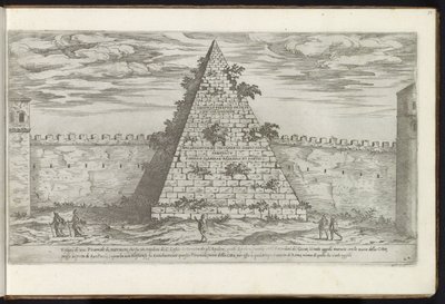 Cestius piramisa Rómában Bouwwerken uit de oudheid (sorozat címe) Az ókori Róma maradványait Stefano Du Perac Parisino gyűjtötte össze és fényképezte perspektivikusan (a sorozat címe a tárgyon) alkotó: Etienne Duperac