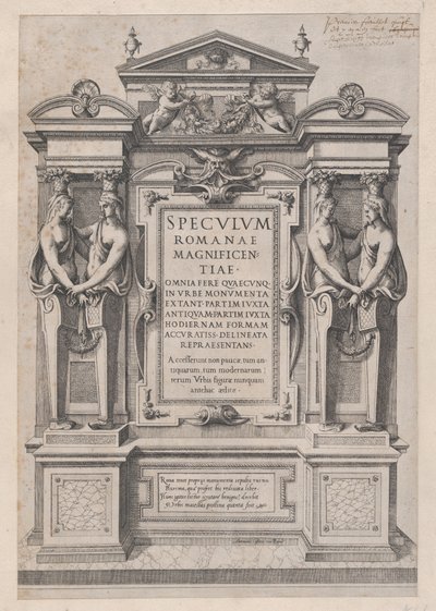 Római nagyszerűség tükre: Az építészeti és szobrászatba vésett címlap..., 1573-77. alkotó: Etienne Duperac
