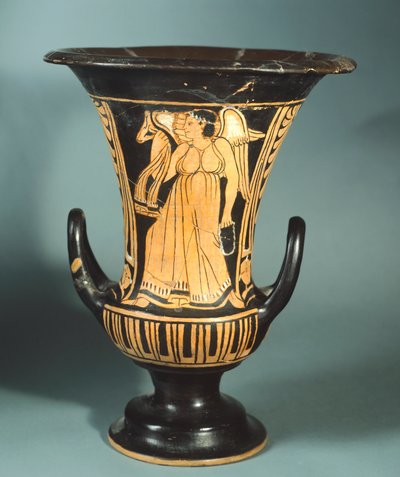 A Berkeley festő által készített, szárnyas szellemet ábrázoló csésze-krater (nagy váza). Vörös alakos kerámia. Etruszk civilizáció, Kr. e. 4. század. alkotó: Etruscan