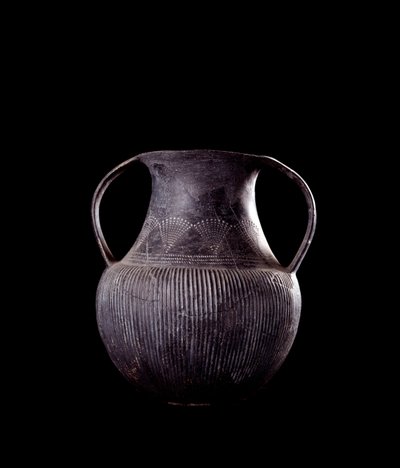Etruszk civilizáció: fekete bucchero amphora, Veio-ból, Monte Michele nekropolisza, Olaszország - Kr.e. 7. század alkotó: Etruscan