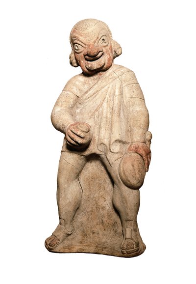 Etruszk civilizáció: egy komikus színész ábrázolása groteszk kifejezéssel. A JC előtti 2. század szobra. London, Brit Múzeum alkotó: Etruscan