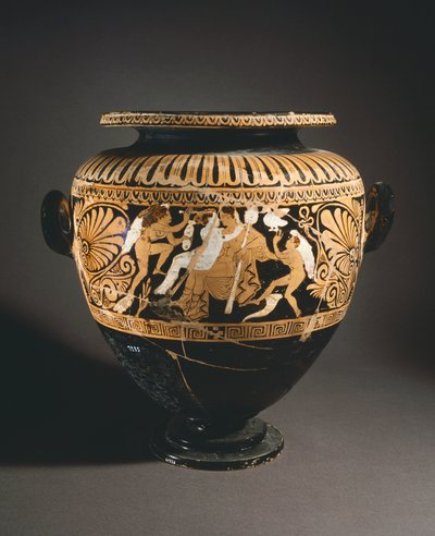 Stamnos (folyadéktároló edény). Piros alakos kerámia Poranoból (Umbria). Etruszk civilizáció, Kr. e. 4. század. alkotó: Etruscan