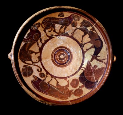 Az állatokat ábrázoló terrakotta lemez, ie 600-590 alkotó: Etruscan