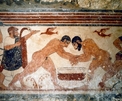 Két birkózó. (A freskó részlete, ie 530) alkotó: Etruscan