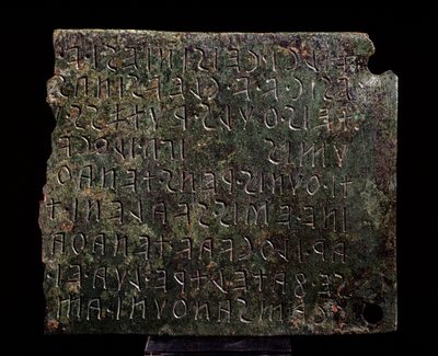 Bronztábla Monte Acutoból, Formello - Kr.e. 3-2 alkotó: Etruscan Etruscan