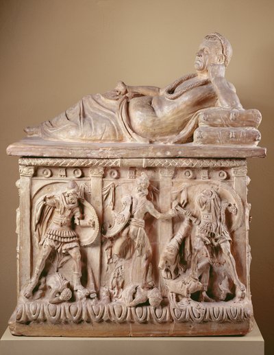 Cinery Urna, Kr.e. 2. század (terrakotta polikrómmal) alkotó: Etruscan Etruscan