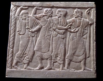 Táncjelenet, márvány sírkő alacsony domborműve alkotó: Etruscan Etruscan