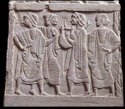 Táncjelenet, márvány sírkő alacsony domborműve alkotó: Etruscan Etruscan