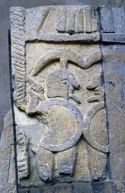 Etruszk harcos a Tarquiniai Nemzeti Múzeum egyik szarkofágján. alkotó: Etruscan Etruscan