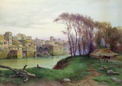 Kilátás a Prati di Castellora, Róma (akvarell papíron) alkotó: Ettore Roesler Franz