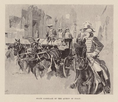 Az olasz királynő állami hintója (metszet) alkotó: Ettore Tito