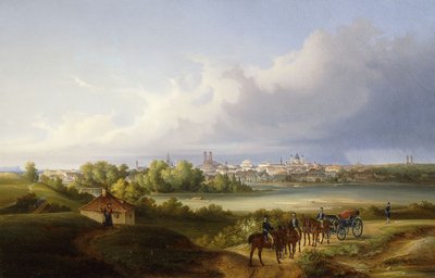 Kilátás Münchenre és az Isar folyóra, 1838 alkotó: Eugen Adam
