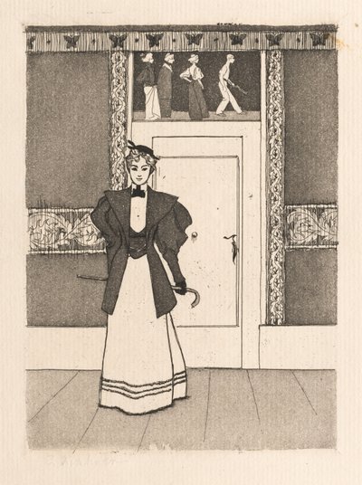 Belső sétaruhás fiatal nővel, 1895. alkotó: Eugen Kirchner