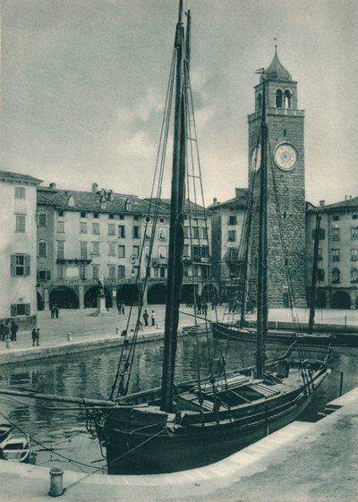 Kikötő és Torre Apponale, Riva del Garda, Olaszország, 1927 alkotó: Eugen Poppel