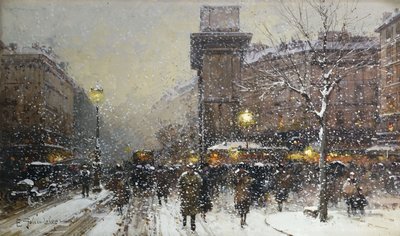 La Porte St. Martin (fekete kréta és testszín) alkotó: Eugene Galien Laloue