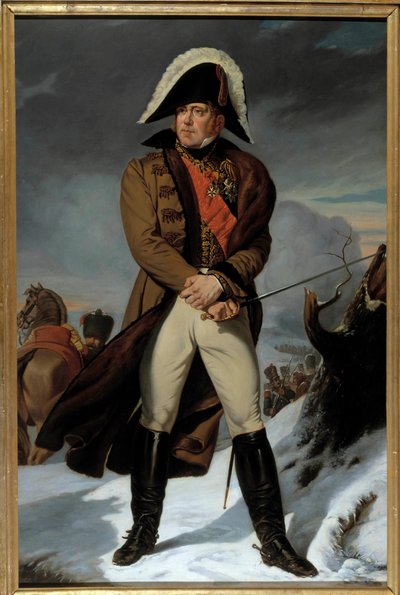 Portré en pied Michel Ney (1769-1815), Elchingen hercege, Moszkva hercege (Moszkva), Marechal Franciaország Eugene Battaille festménye (1817-1875). 19. század. Homályos. 2,15 x 1,4 m. - Michel Ney (1769-1815), Elchingen hercegének egész alakos portréja, P alkotó: Eugene Battaille