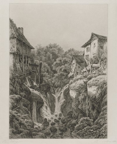 Grésy malma és vízesése Aix-les-Bains közelében alkotó: Eugene Bléry