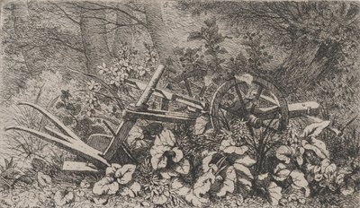 Az eke bojtorjánnövényekkel, 1858. alkotó: Eugene Bléry