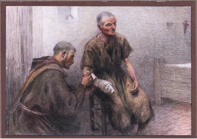 Bentivoglia barát leprát kezel, 1919 alkotó: Eugene Burnand