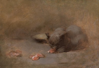 Chat Mangeant (olaj, vászon a táblára fektetve) alkotó: Eugène Carrière